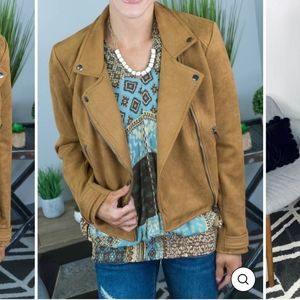 Ladies faux leather moto jacket